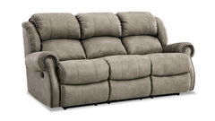 Gray reclining sofa on a white background