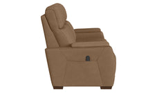 A brown upholstered recliner chair shown from the side against a plain white background.