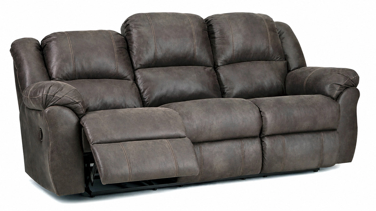 Tumbleweed Manual Reclining Sofa - Made in USA | Dark Grey Microfiber | Gallery Furniture