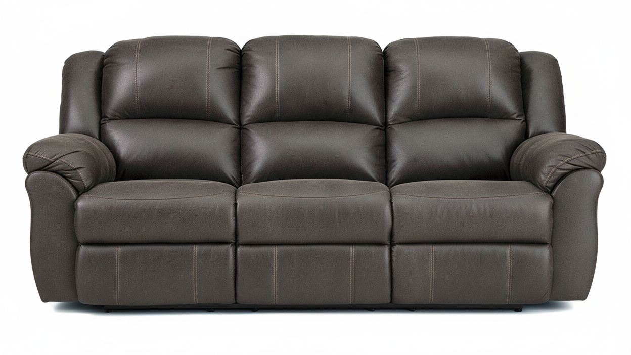 Brown leather sofa on a white background
