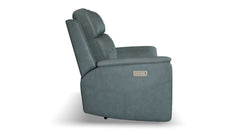 Thunderbird Admiral Blue P5 Power Reclining Sofa w/Massage, Heat, Lumbar, Pillow Tilt
