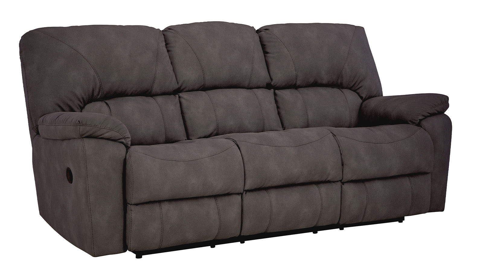 Gray reclining sofa on a white background
