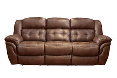 "Marcelina Espresso Reclining Sofa - Three-Quarter View Made in USA"