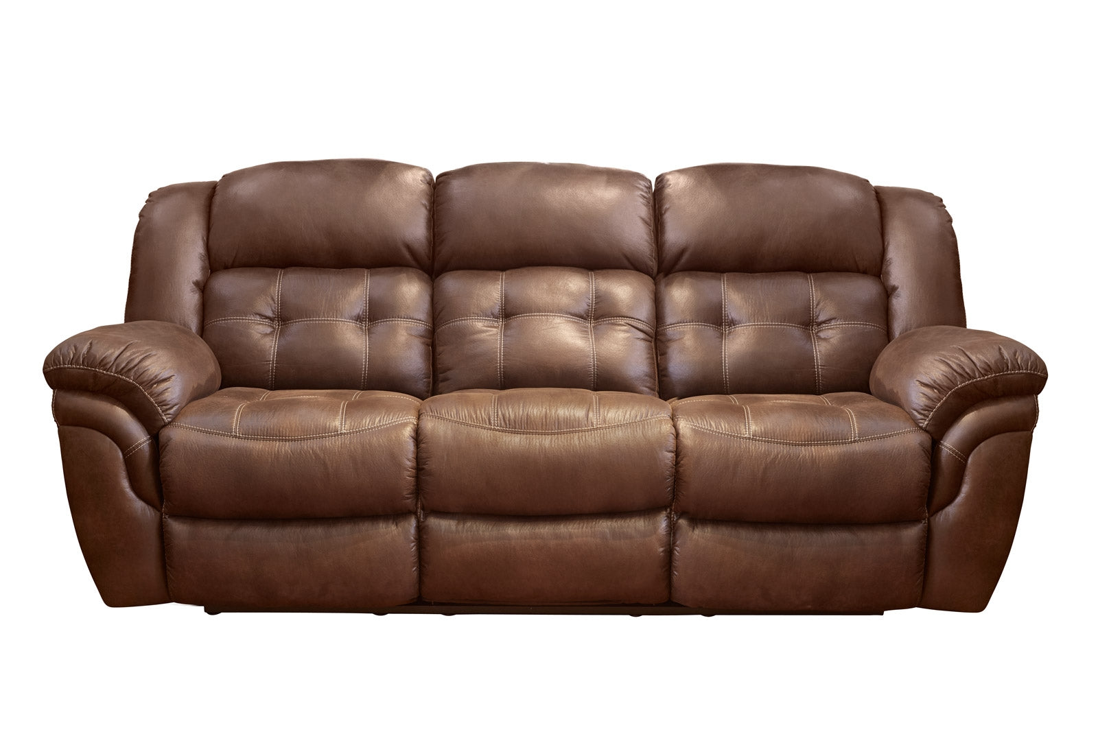 "Marcelina Espresso Reclining Sofa - Three-Quarter View Made in USA"