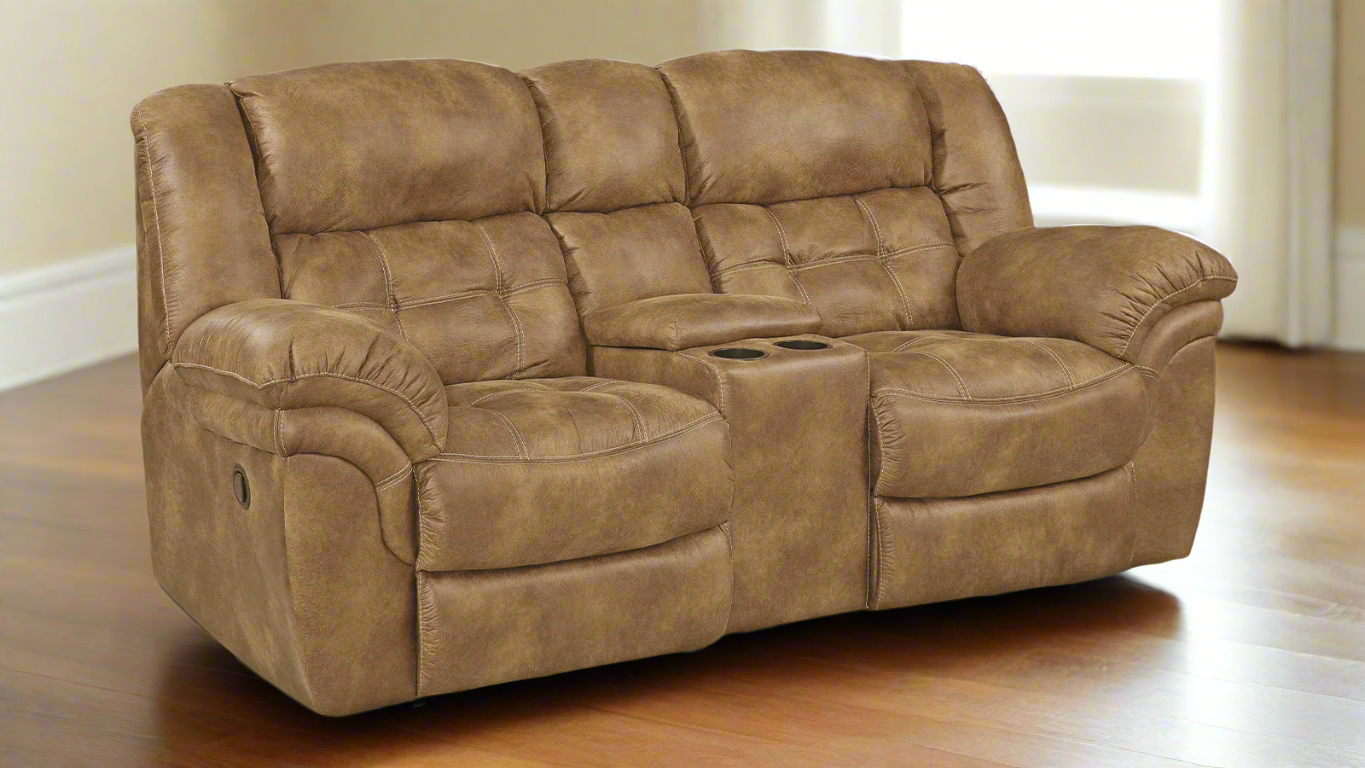 Frontier Almond P1 Power Reclining Loveseat w/Console