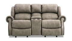 Gray reclining sofa on a white background