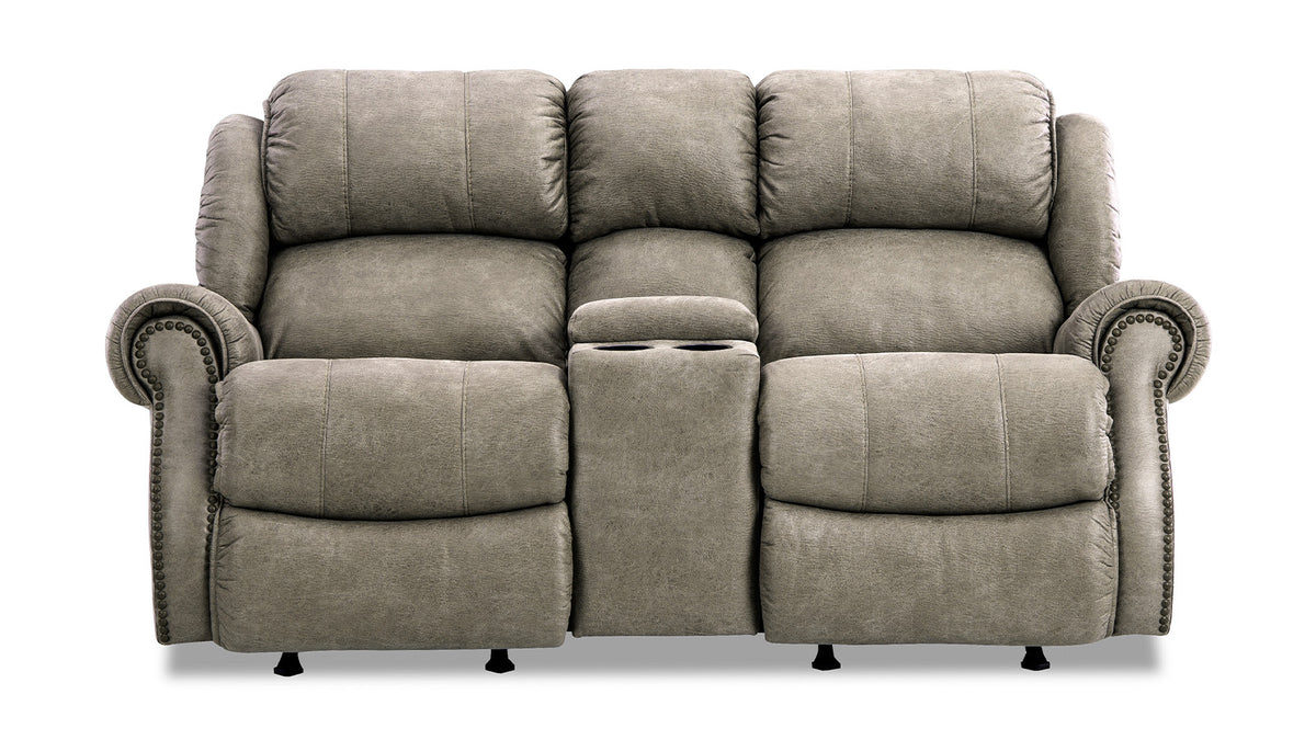 Gray reclining sofa on a white background