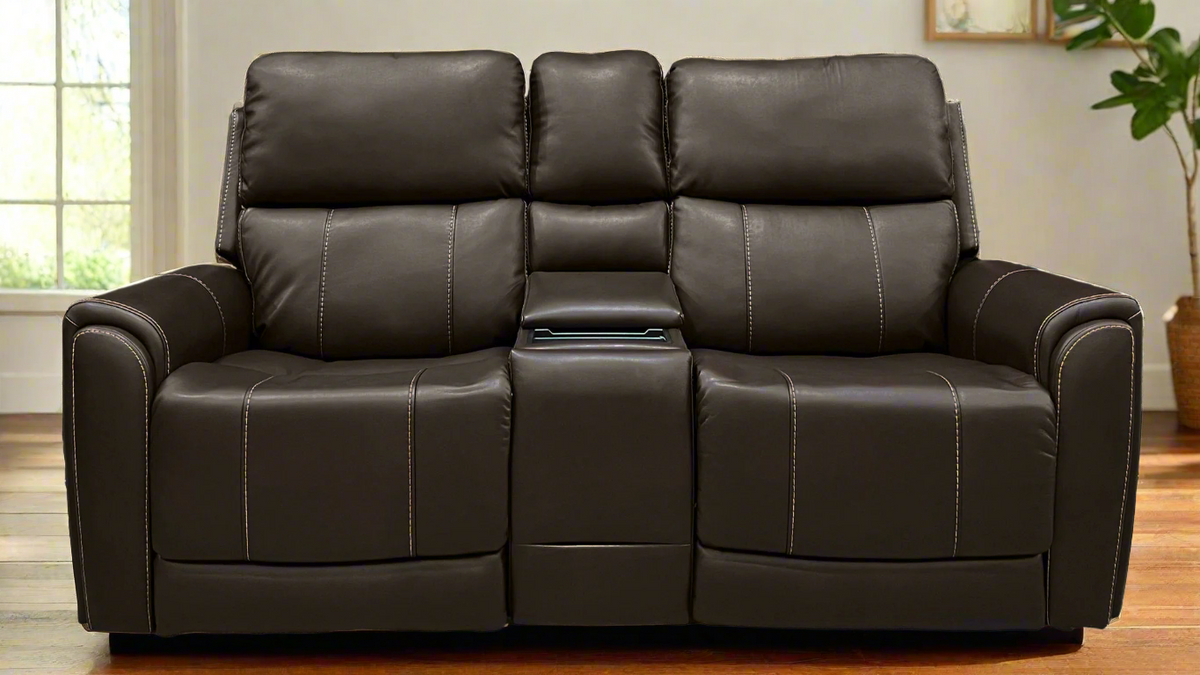Cougar Walnut Power Reclining Loveseat w/Console
