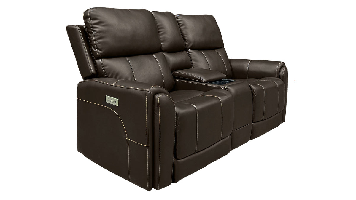 Cougar Walnut Power Reclining Loveseat w/Console