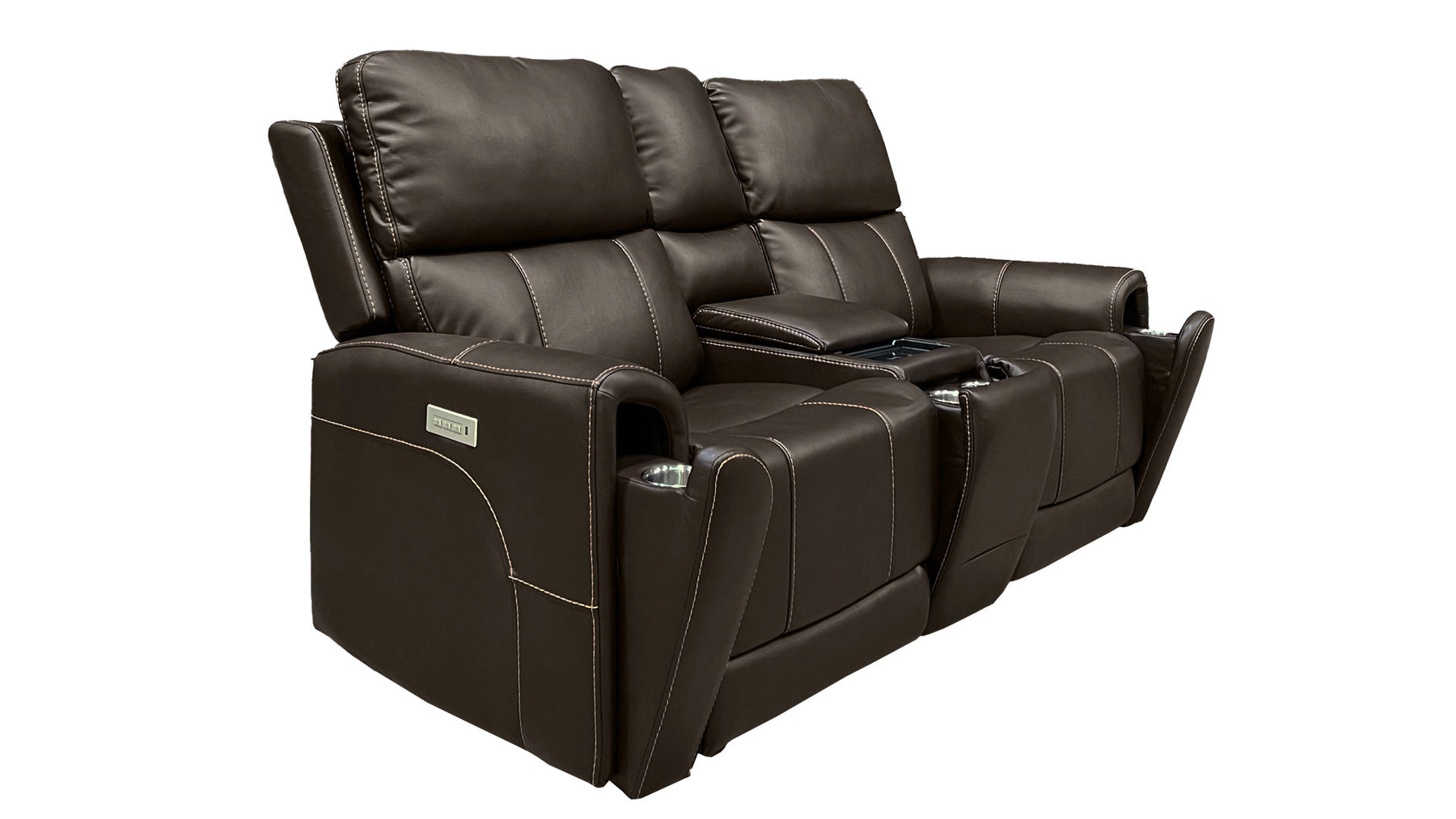Cougar Walnut Power Reclining Loveseat w/Console