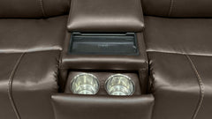 Cougar Walnut Power Reclining Loveseat w/Console