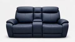 Blue leather sofa on a white background