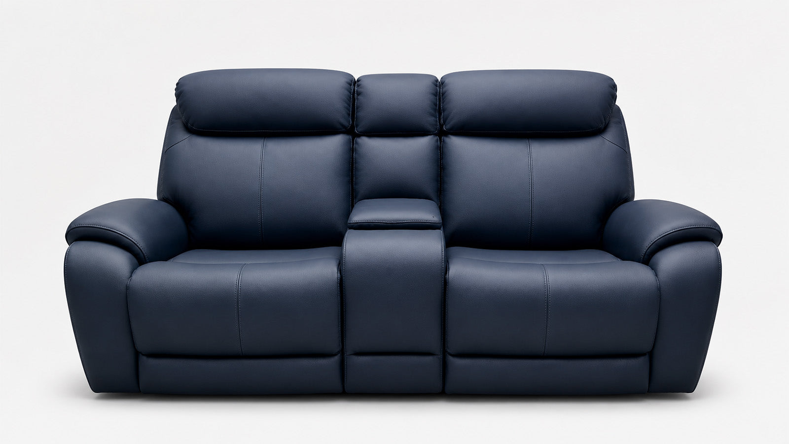 Blue leather sofa on a white background