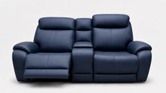 Blue leather sofa on a white background