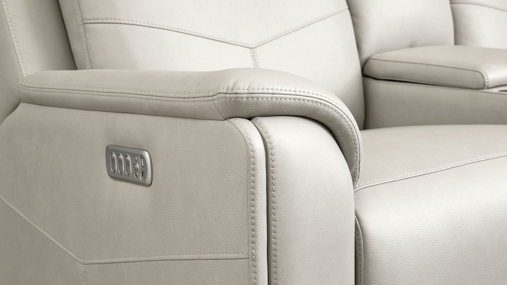 Sofá doble reclinable Cougar Dove Gray P5 con consola