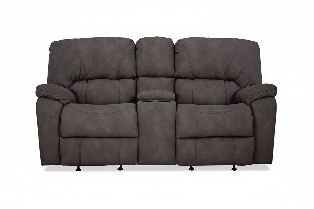 Gray reclining sofa on a white background