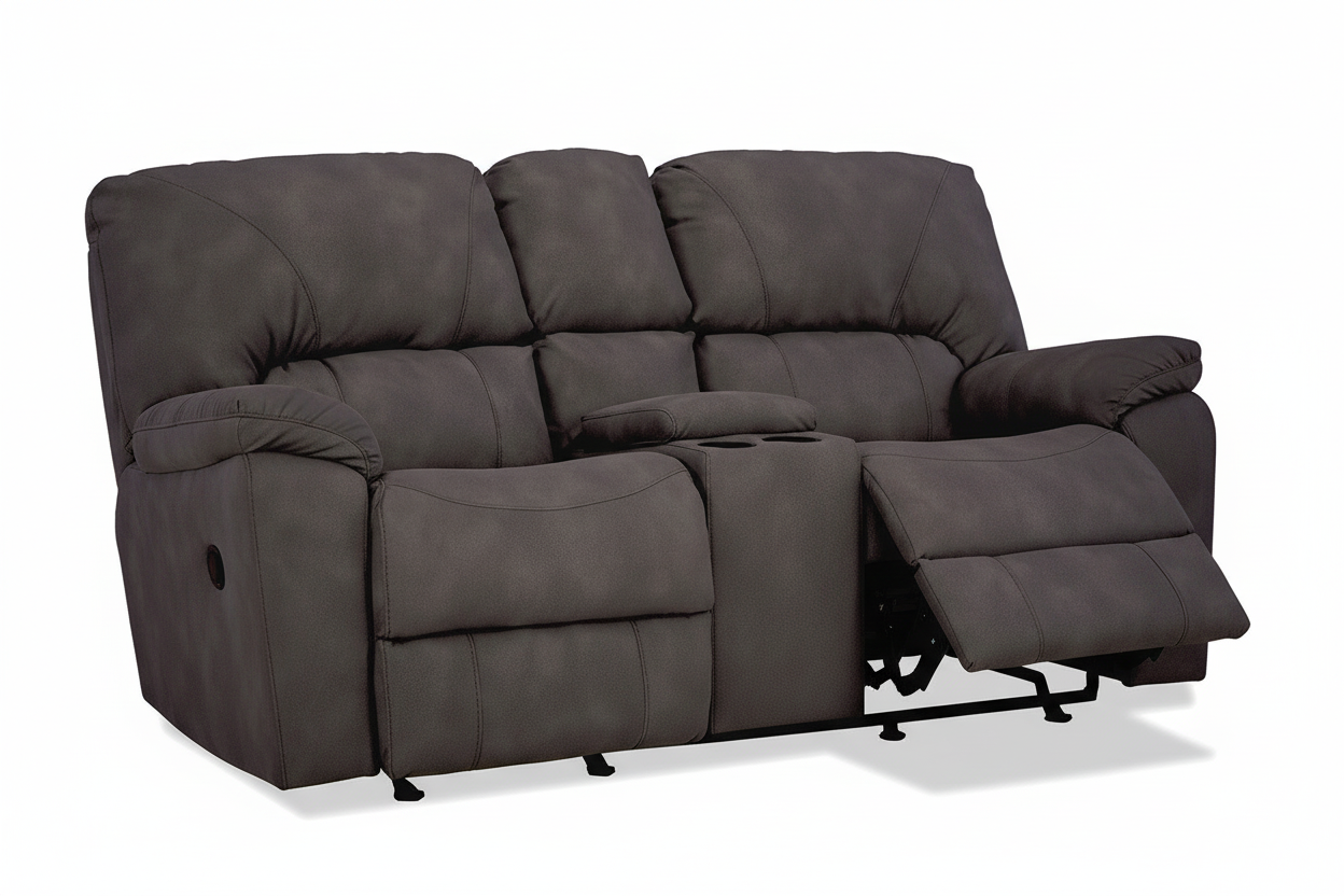 Gray reclining sofa on a white background