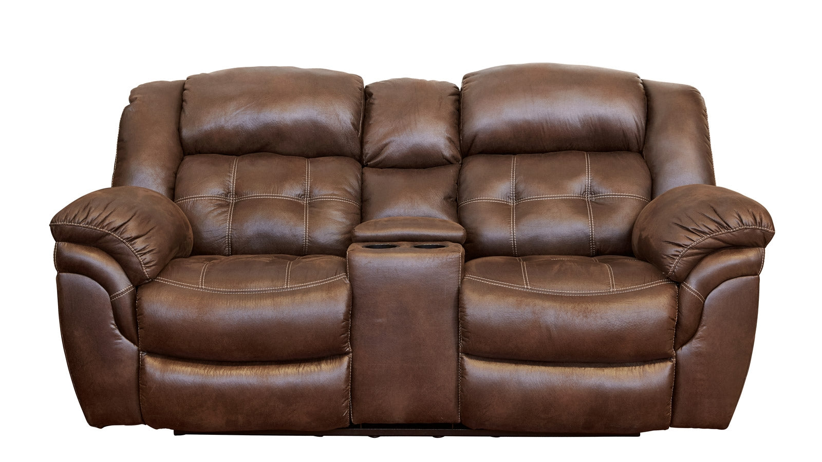 Marcelina Espresso Loveseat reclinable manual con consola