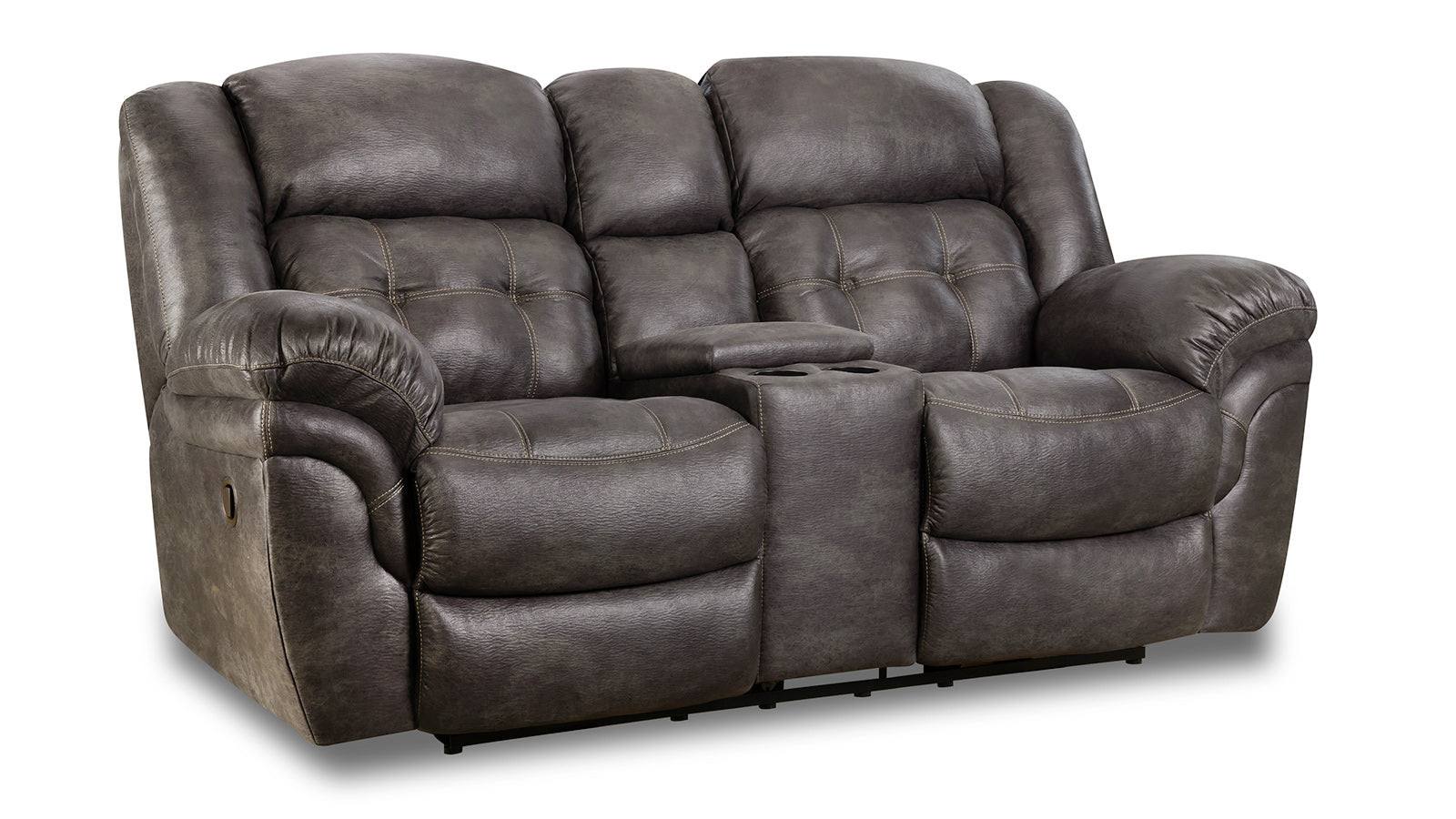 Marcelina Charcoal Manual Reclining Loveseat w/Console
