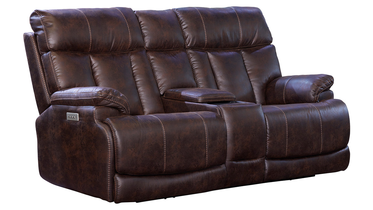 MESQUITE BROWN POWER RECLINING LOVESEAT W/CONSOLE