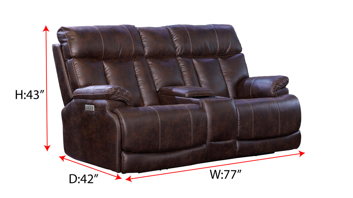 MESQUITE BROWN POWER RECLINING LOVESEAT W/CONSOLE