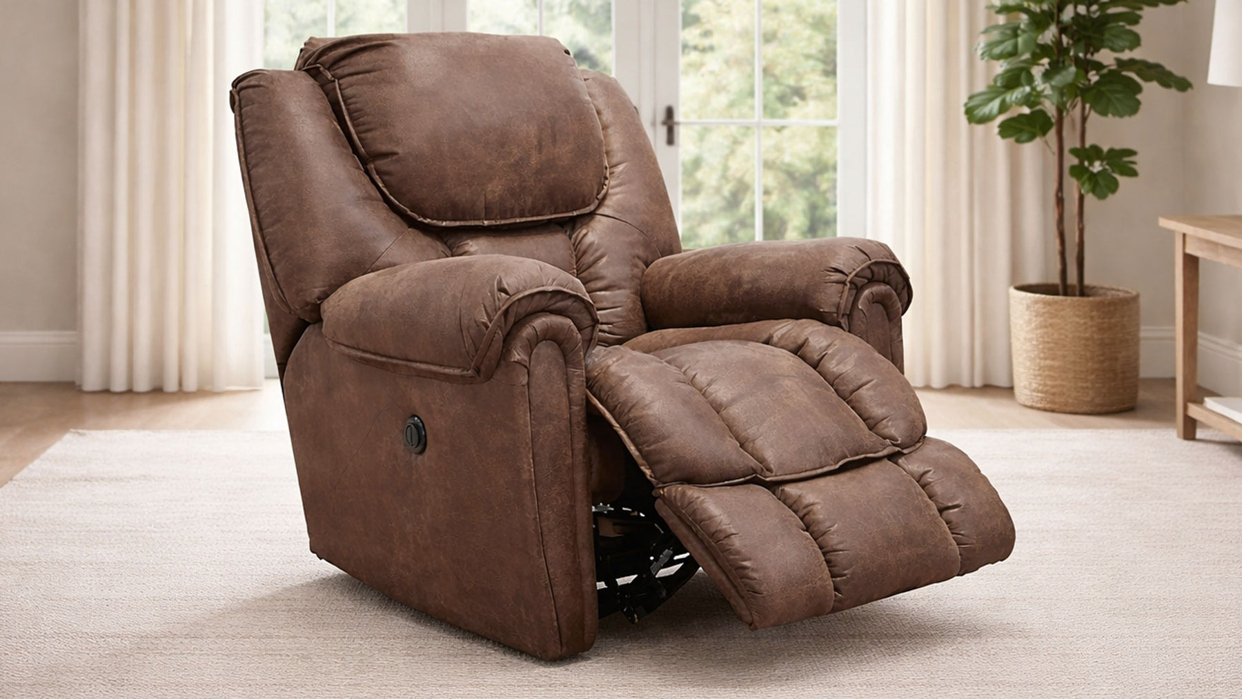 Sillón reclinable Surf Mocha Power Rocker: sillón tapizado para salón fabricado en EE. UU. | Gallery Furniture