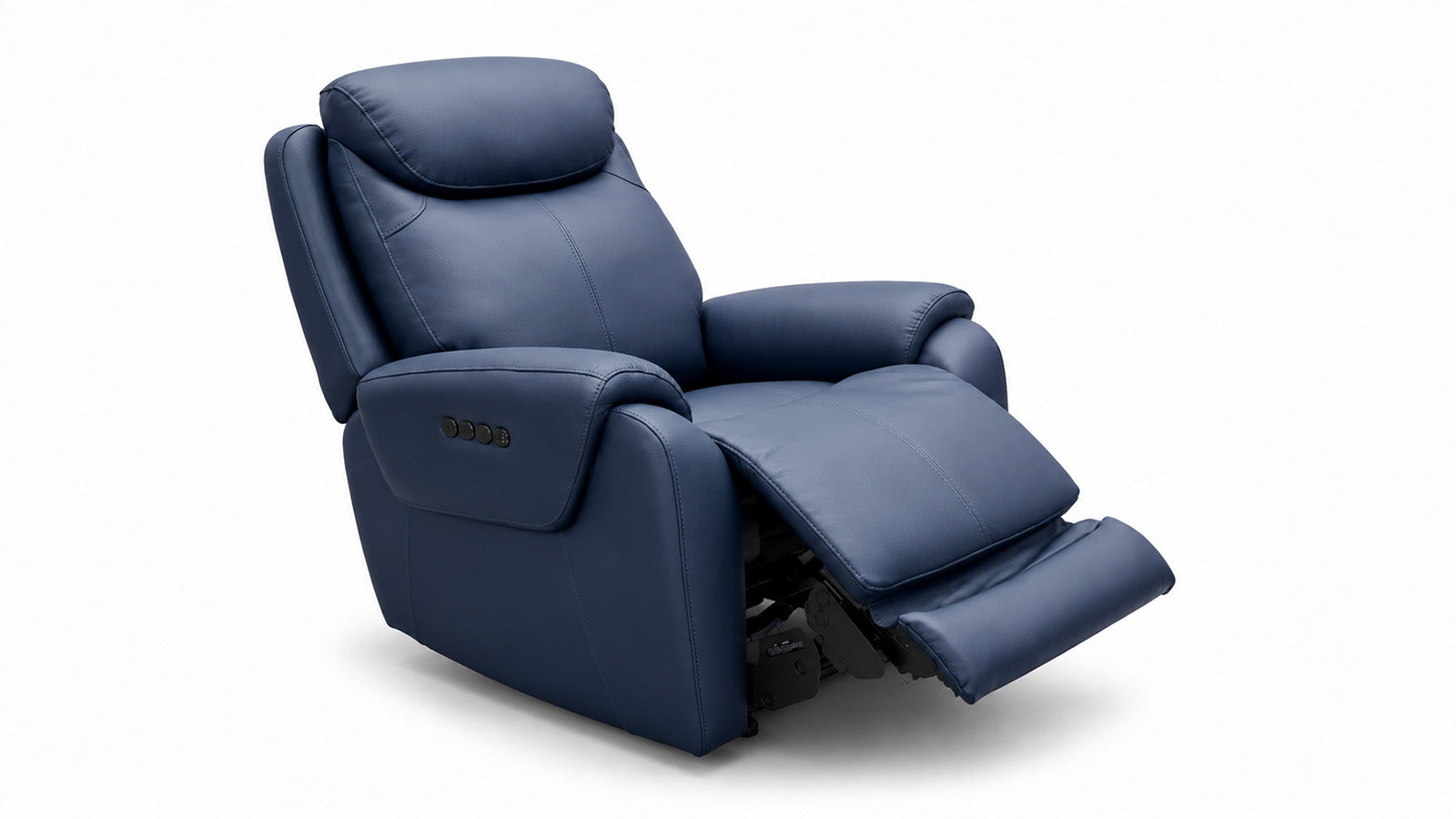 Blue recliner chair on a white background