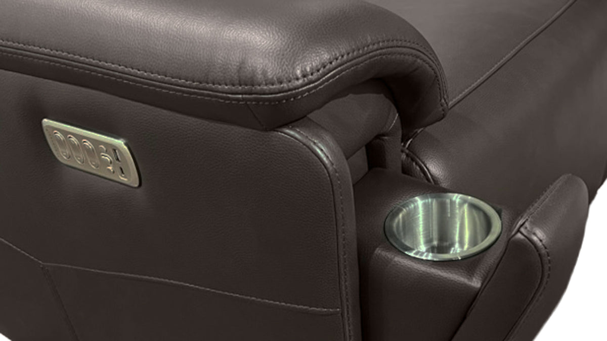 Cougar Dark Brown Power Swivel Glider Recliner – Performance Fabric Upholstered Living Room Chair with Heat & Massage | Gallery Furniture