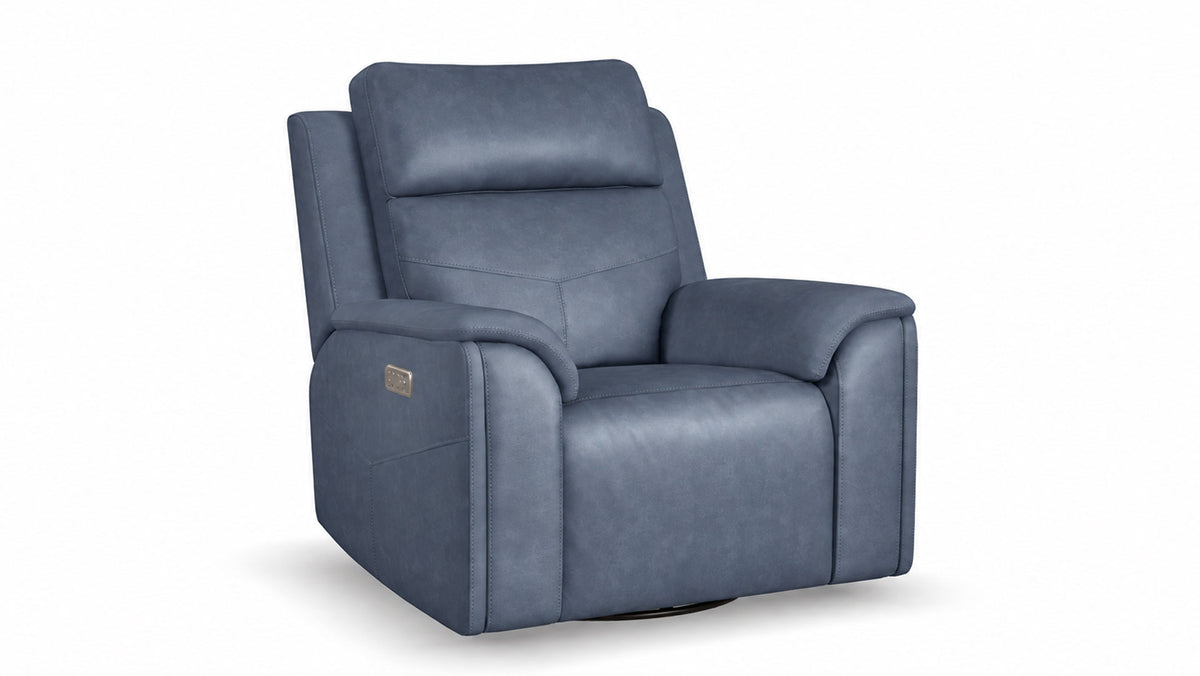 Cougar Admiral Blue Power Swivel Glider Recliner | Flexsteel