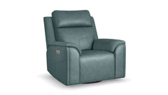 Sillón reclinable giratorio Cougar Admiral Blue Power – Sillón de salón tapizado en tejido de alta calidad con función de calor y masaje | Gallery Furniture