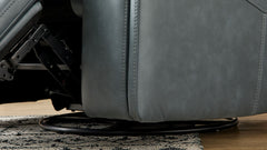 Sillón reclinable giratorio Cougar Admiral Blue Power – Sillón de salón tapizado en tejido de alta calidad con función de calor y masaje | Gallery Furniture