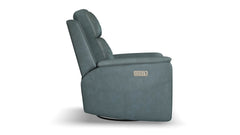 Sillón reclinable giratorio Cougar Admiral Blue Power – Sillón de salón tapizado en tejido de alta calidad con función de calor y masaje | Gallery Furniture