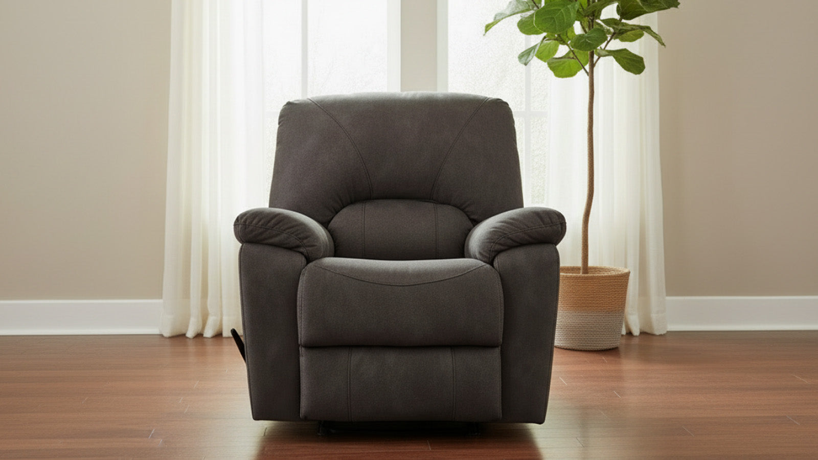 Rhino Pewter Manual Rocker Recliner – Performance Fabric Upholstered Living Room Chair Made in USA | Gallery Furniture
