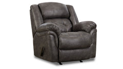 Sillón reclinable manual con balancín Marcelina en color carbón – Sillón tapizado para salón fabricado en EE. UU. | Gallery Furniture
