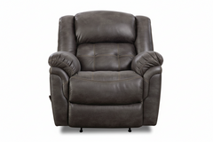 Sillón reclinable manual con balancín Marcelina en color carbón – Sillón tapizado para salón fabricado en EE. UU. | Gallery Furniture
