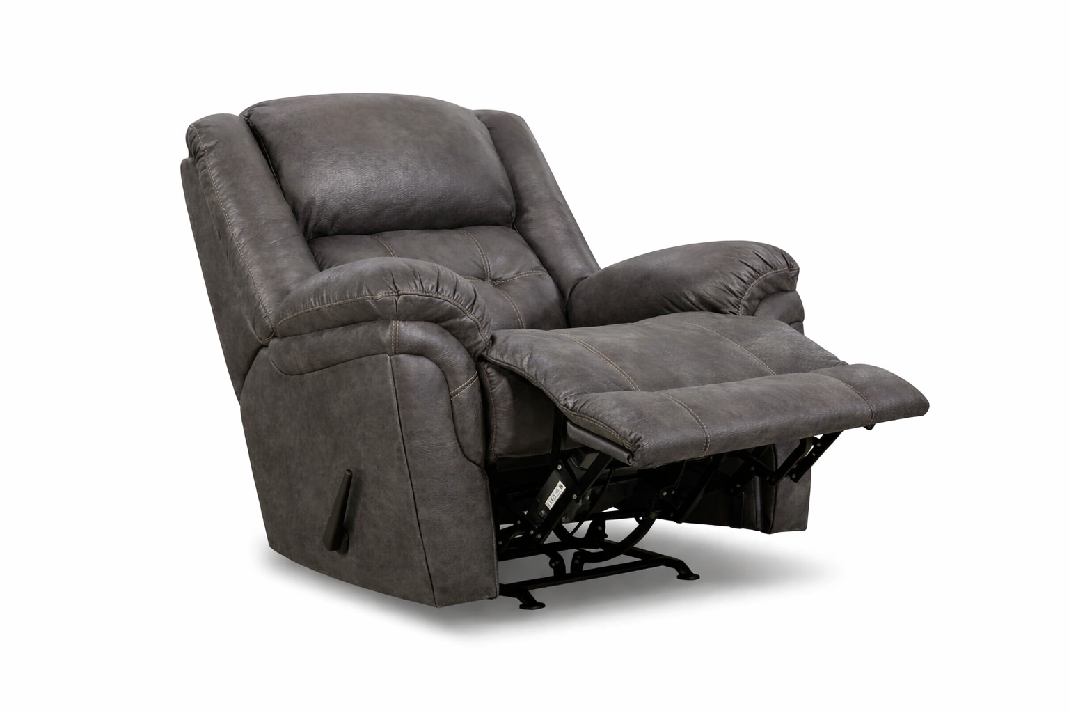 Sillón reclinable manual con balancín Marcelina en color carbón – Sillón tapizado para salón fabricado en EE. UU. | Gallery Furniture