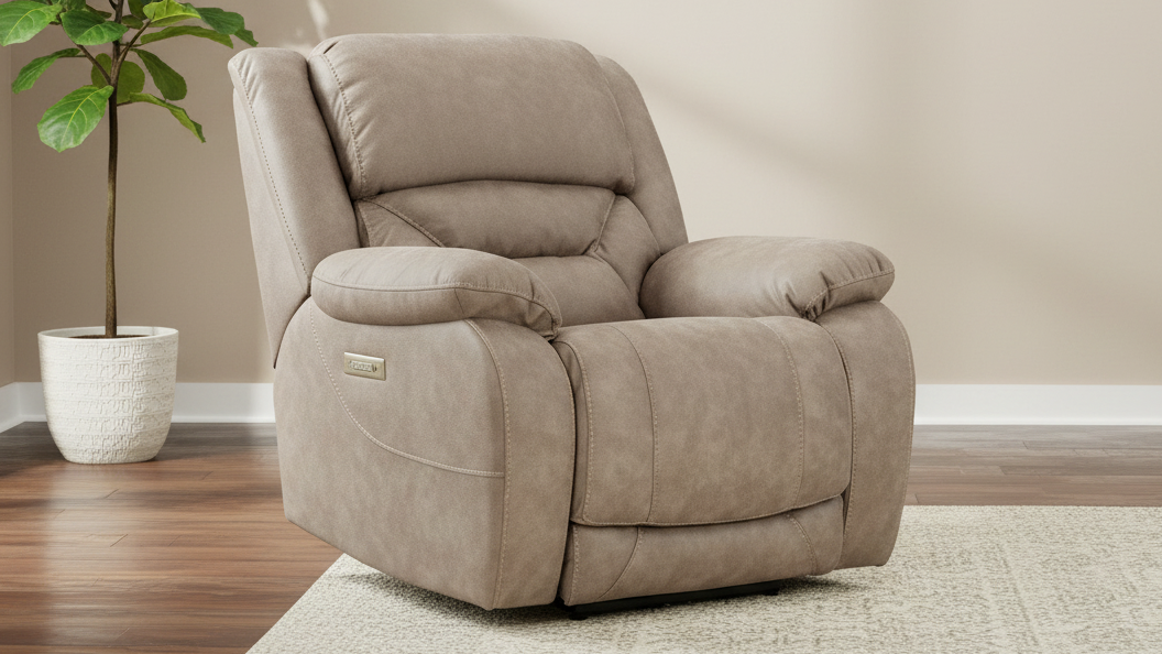 Sillón reclinable eléctrico Skywalker Beige – Sillón tapizado para salón fabricado en EE. UU. | Gallery Furniture