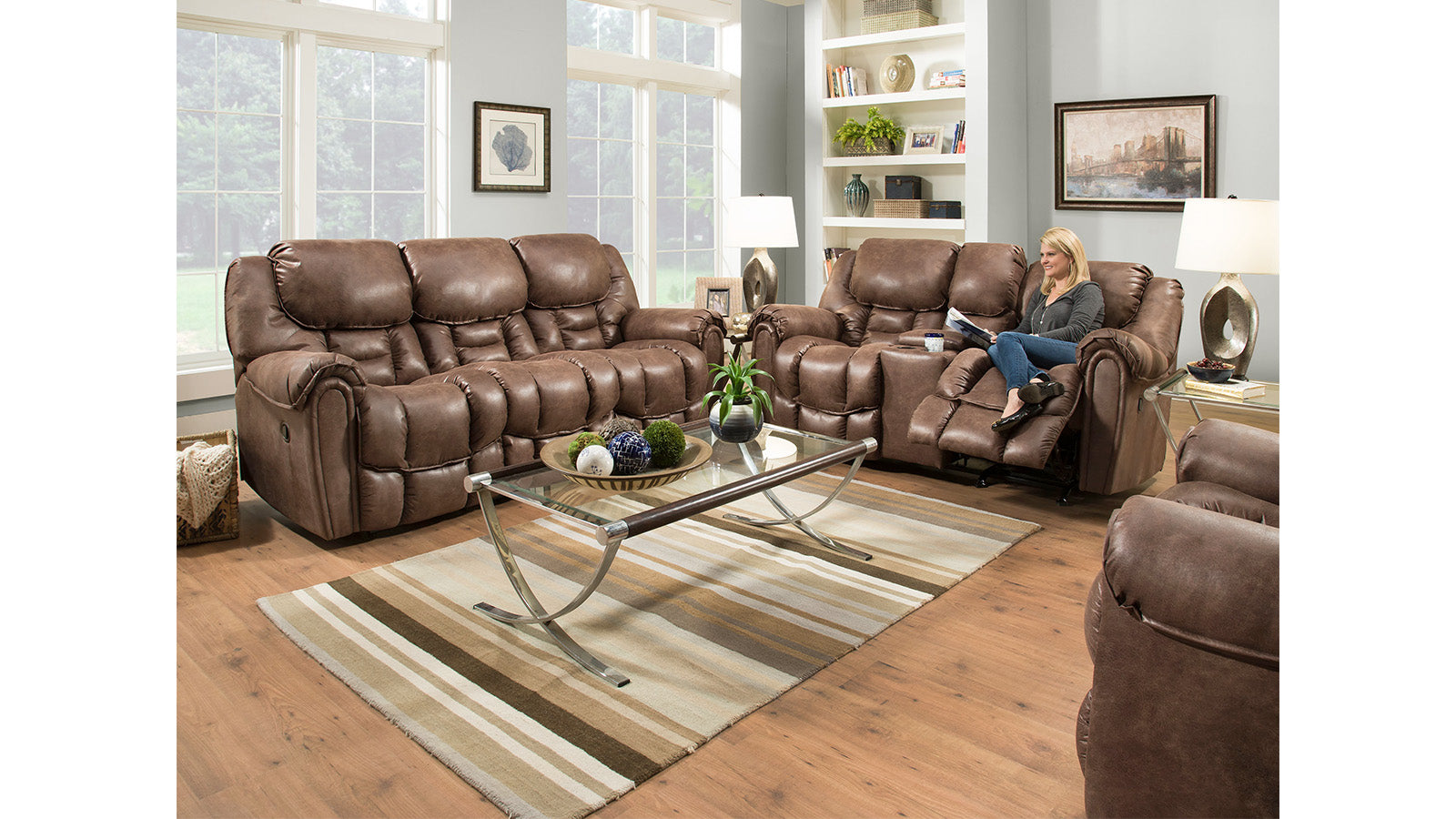 Surf Loveseat reclinable manual con consola
