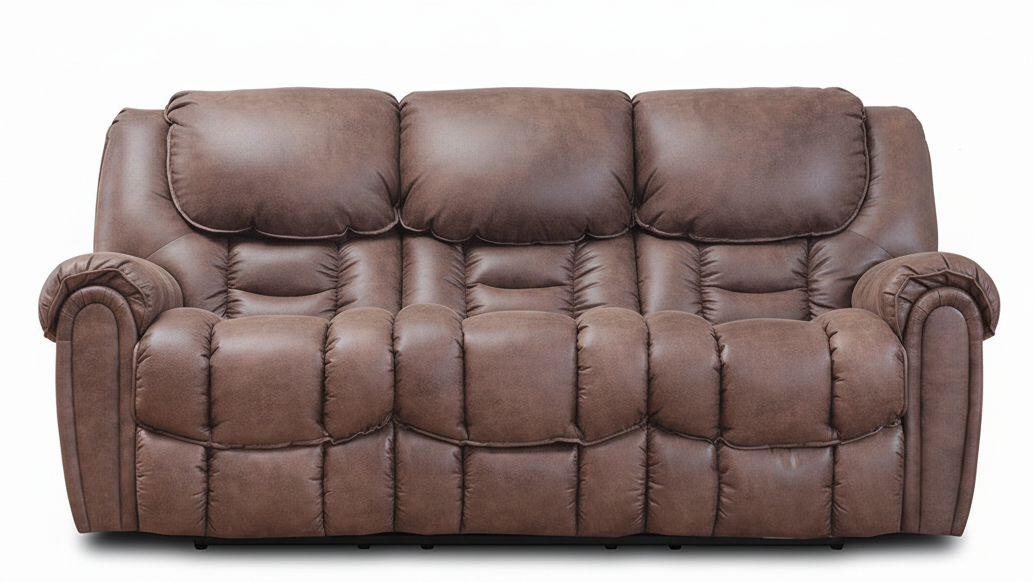 Brown leather sofa on a white background