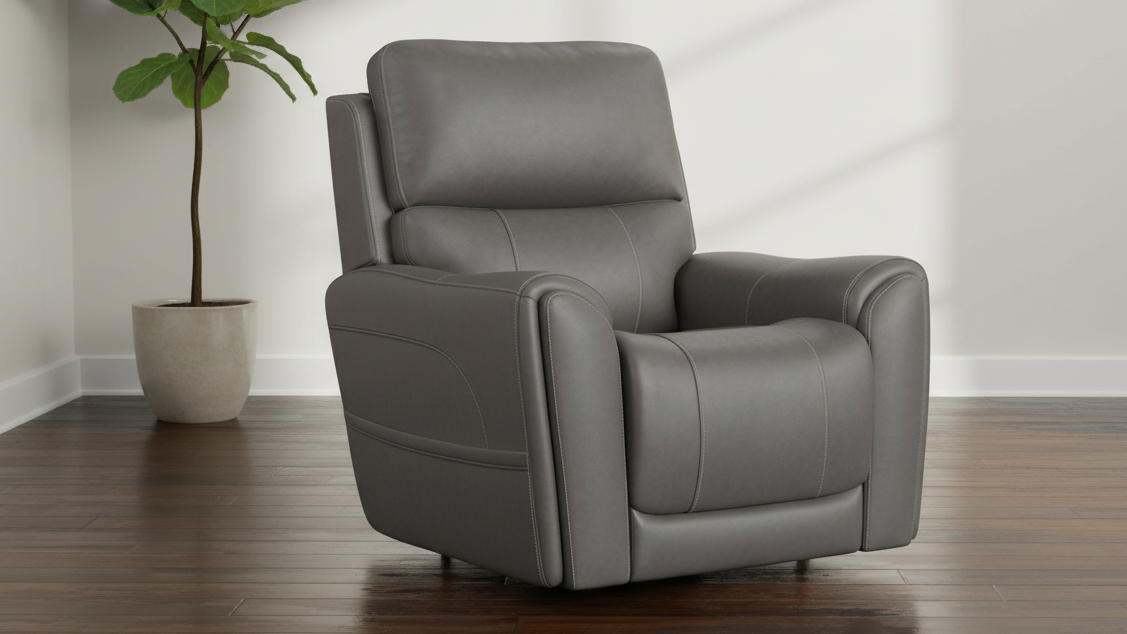 Cougar Dark Grey Power Recliner – Performance Fabric Upholstered Living Room Chair with Heat & Massage | Gallery Furniture