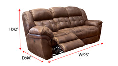 Marcelina Espresso Microfiber Sofa - Close-up Detail of Stitching and Fabric Texture and line measurments