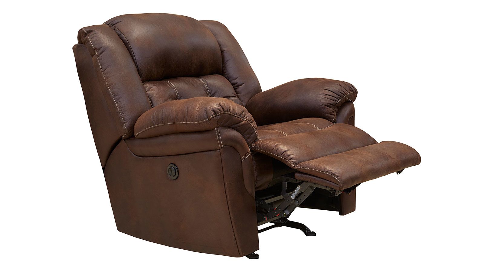 Sillón reclinable Marcelina Espresso Power Rocker: sillón tapizado para salón fabricado en EE. UU. | Gallery Furniture