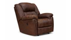 Sillón reclinable Marcelina Espresso Power Rocker: sillón tapizado para salón fabricado en EE. UU. | Gallery Furniture