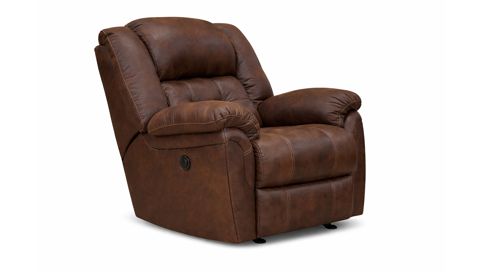 Sillón reclinable Marcelina Espresso Power Rocker: sillón tapizado para salón fabricado en EE. UU. | Gallery Furniture