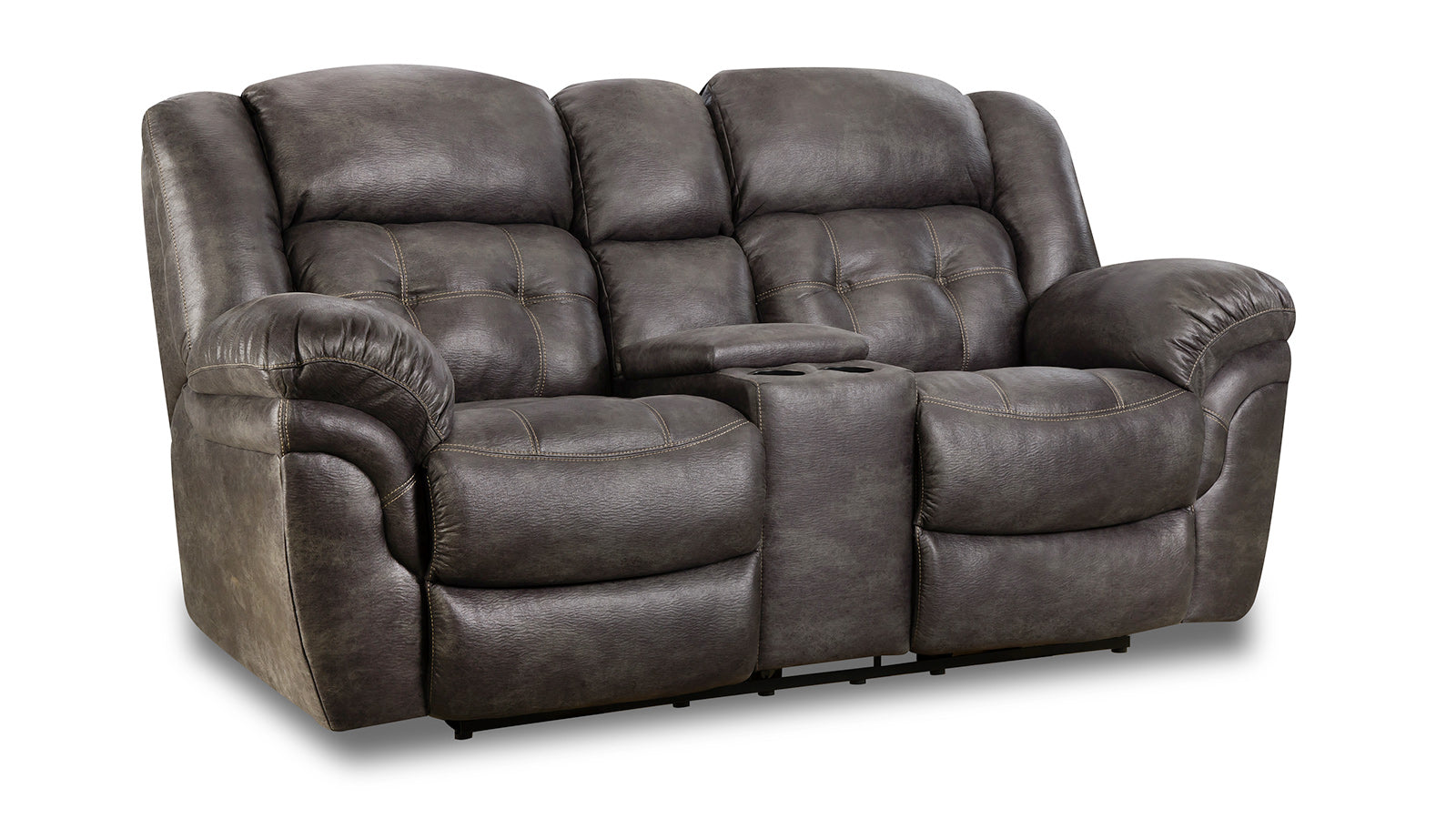 Sofá de dos plazas reclinable eléctrico Marcelina Charcoal P1 con consola