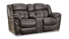 Sofá de dos plazas reclinable eléctrico Marcelina Charcoal P1 con consola