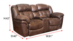 Marcelina Espresso Loveseat reclinable manual con consola