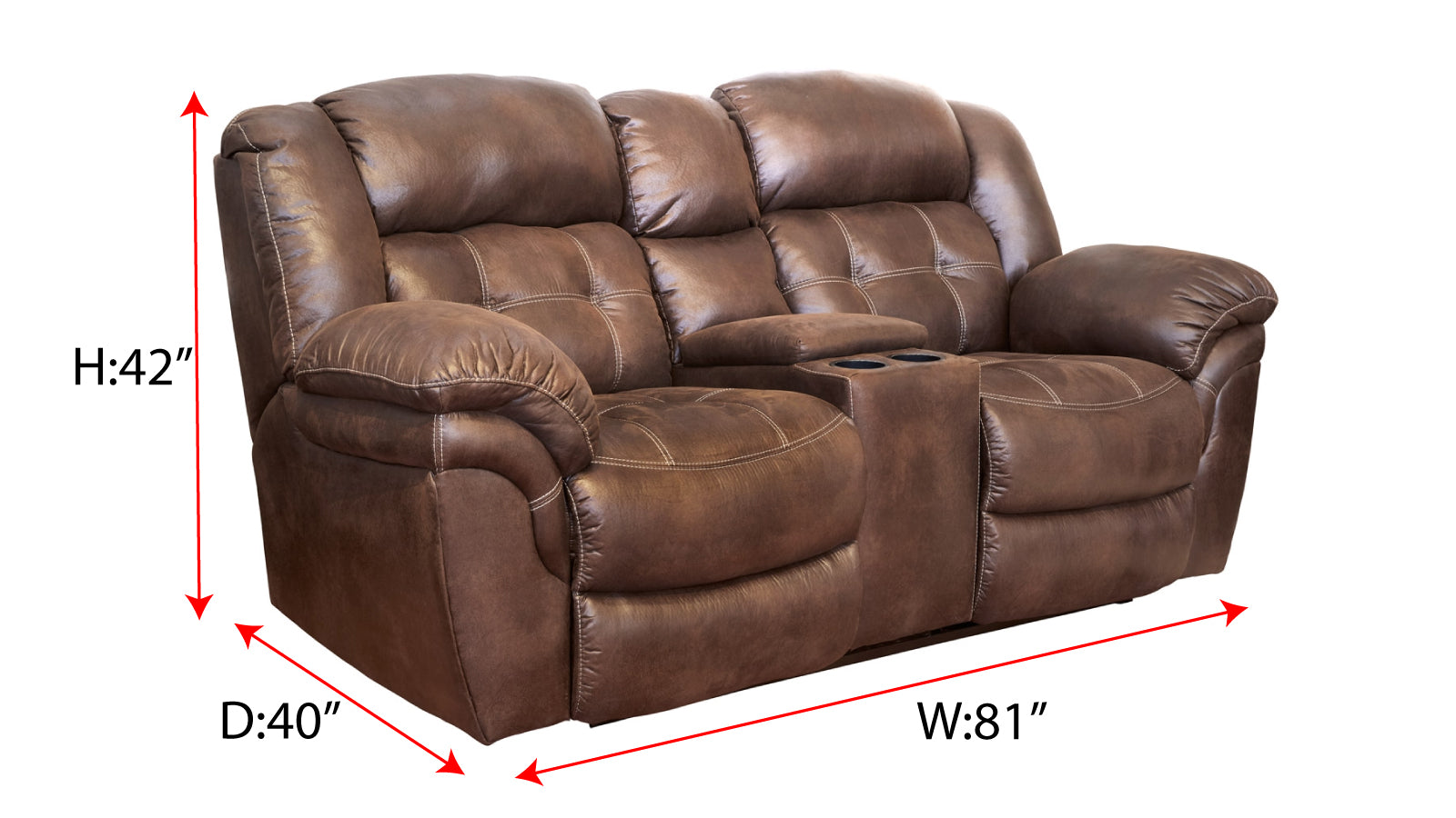 Marcelina Espresso Loveseat reclinable manual con consola