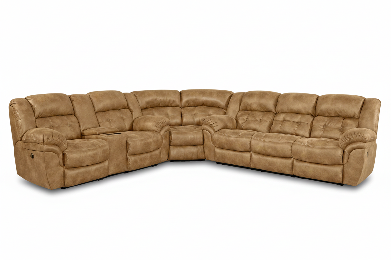 Beige sectional sofa on a white background