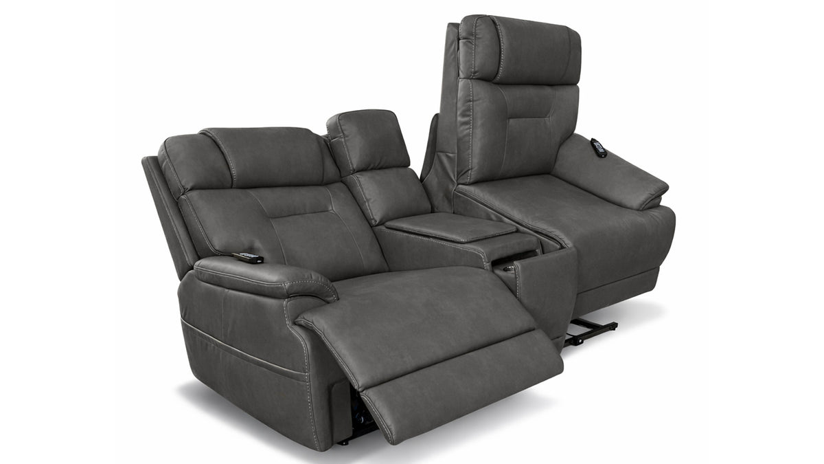MacZcliner Dark Grey P6 3-Piece Power Reclining Lift Assist Loveseat with Console | Gallery Furniture